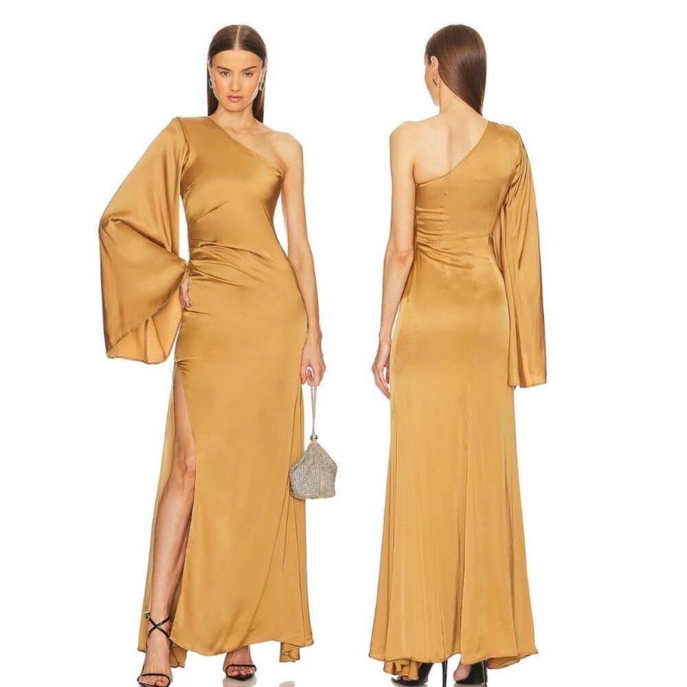 Michael Costello x REVOLVE Mae Gown Maxi Satin One Shoulder Formal Classy Small